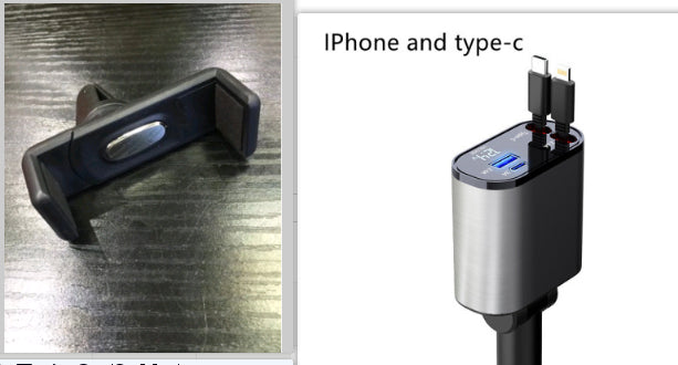 USB and TYPE-C car charger / 180 degrees