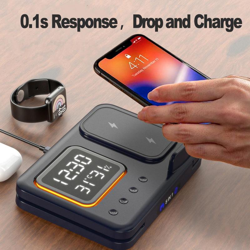 15W wireless charger 5 in 1 LED digital alarm clock