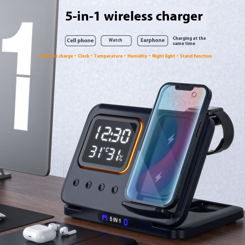 15W wireless charger 5 in 1 LED digital alarm clock