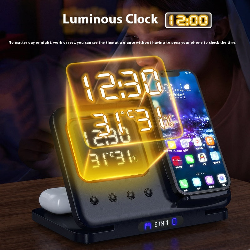 15W wireless charger 5 in 1 LED digital alarm clock