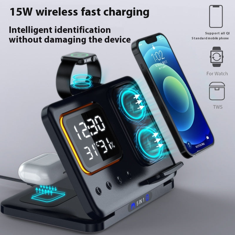 15W wireless charger 5 in 1 LED digital alarm clock