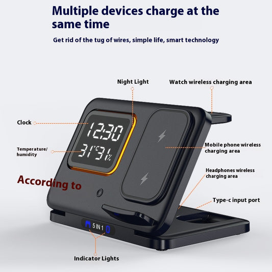 15W wireless charger 5 in 1 LED digital alarm clock
